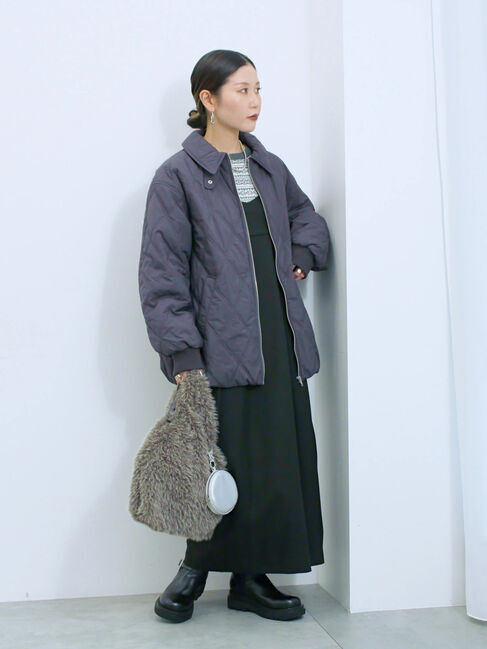 Samansa Mos2 blue「タック入りコクーンジャンスカ」|ワンピース|