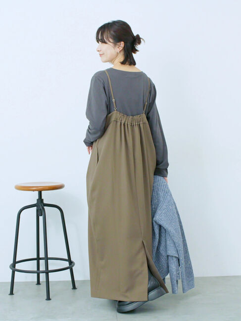 Samansa Mos2 blue「タック入りコクーンジャンスカ」|ワンピース|