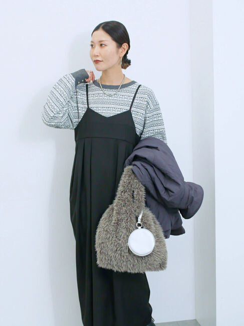 Samansa Mos2 blue「タック入りコクーンジャンスカ」|ワンピース|