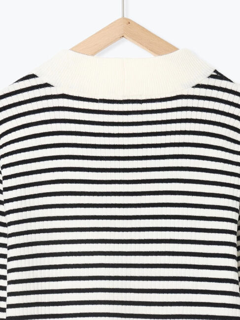 Samansa Mos2 blue「【Hug knit】リブハイネックプルオーバー」|ニット・セーター|