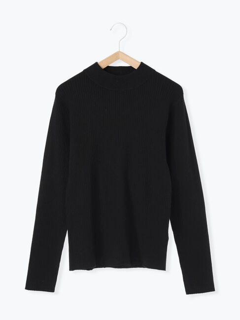 Samansa Mos2 blue「【Hug knit】リブハイネックプルオーバー」|ニット・セーター|
