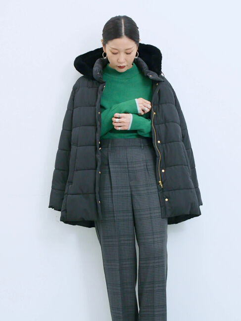 Samansa Mos2 blue「【Hug knit】リブハイネックプルオーバー」|ニット・セーター|