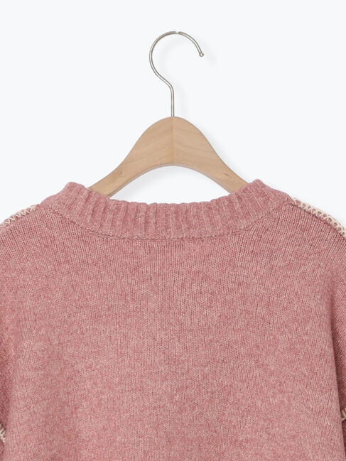 Samansa Mos2「かがりステッチZIPニットカーディガン」|カーディガン|