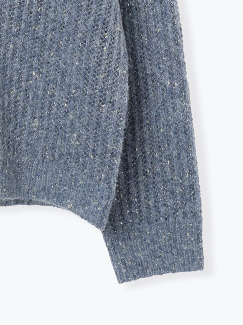 Samansa Mos2 blue「ラメニットVネックカーディガン」|カーディガン|