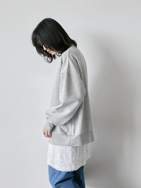 Samansa Mos2 blue「◎箔プリントスウェット」|Tシャツ・カットソー|