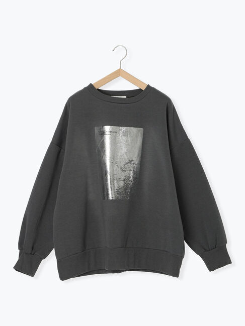 Samansa Mos2 blue「◎箔プリントスウェット」|Tシャツ・カットソー|