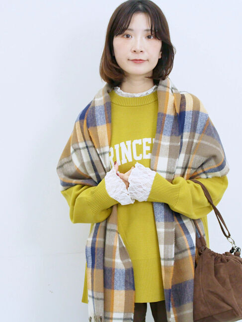 Samansa Mos2 blue「ロゴニットプルオーバー」|ニット・セーター|イエロー