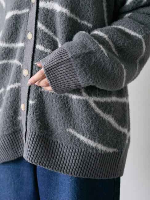 Samansa Mos2 blue「◎ニュアンス柄ニットCD」|カーディガン|