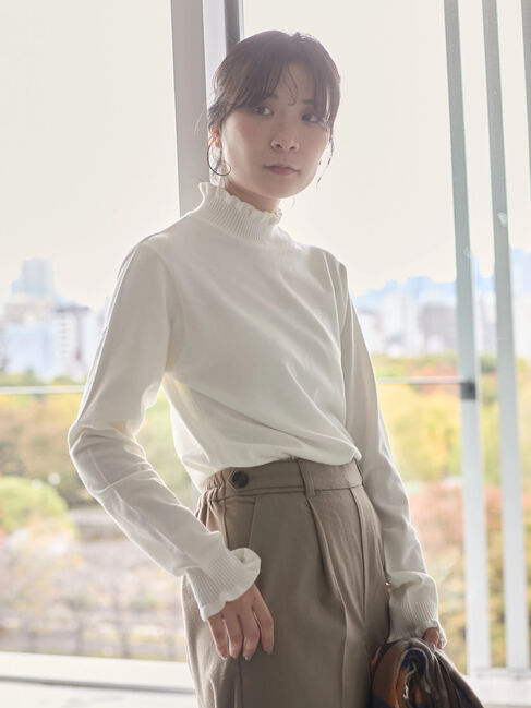 Samansa Mos2 blue「フリル衿ニットプルオーバー」|ニット・セーター|