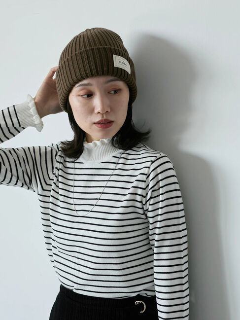 Samansa Mos2 blue「フリル衿ニットプルオーバー」|ニット・セーター|