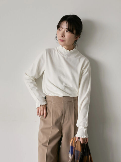 Samansa Mos2 blue「フリル衿ニットプルオーバー」|ニット・セーター|