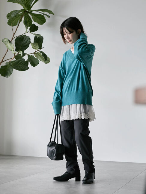 Samansa Mos2 blue「裏起毛ストレッチパンツ」|その他|