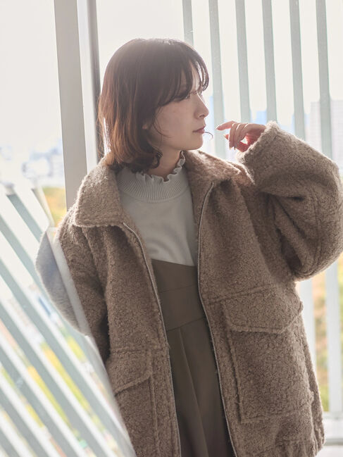 Samansa Mos2 blue「プードルブークレブルゾン」|その他|ベージュ