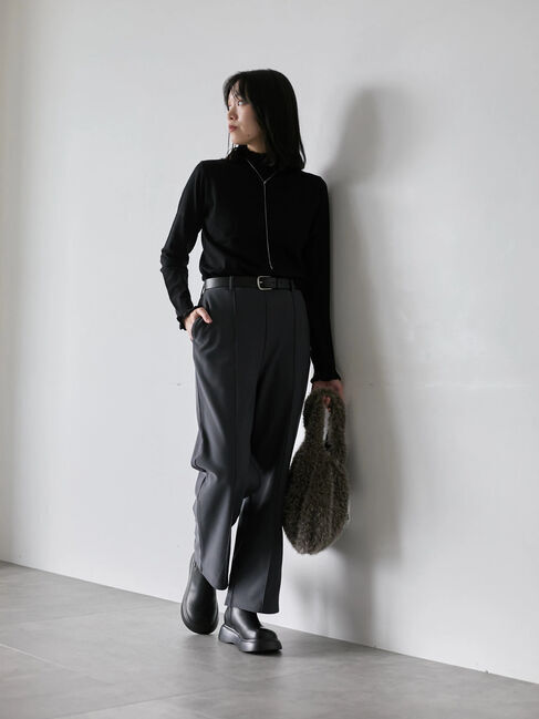 Samansa Mos2 blue「カットジョーゼット裏ボンディングパンツ」|その他|