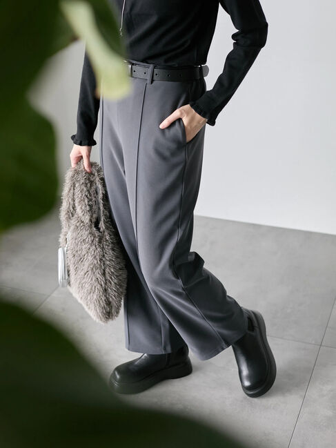 Samansa Mos2 blue「カットジョーゼット裏ボンディングパンツ」|その他|