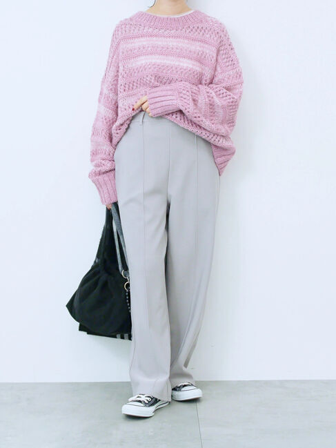 Samansa Mos2 blue「カットジョーゼット裏ボンディングパンツ」|その他|Ｓグレー