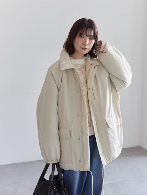 Samansa Mos2 blue「襟付中綿ブルゾン」|ブルゾン・スタジャン|