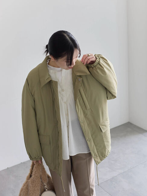 Samansa Mos2 blue「襟付中綿ブルゾン」|ブルゾン・スタジャン|