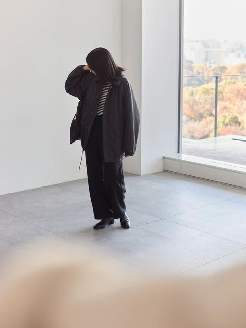 Samansa Mos2 blue「襟付中綿ブルゾン」|ブルゾン・スタジャン|