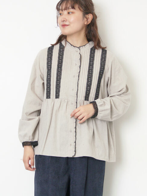 Samansa Mos2「フリルバンドカラーブラウス」|シャツ・ブラウス|