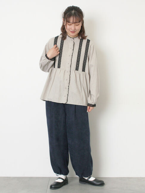 Samansa Mos2「フリルバンドカラーブラウス」|シャツ・ブラウス|