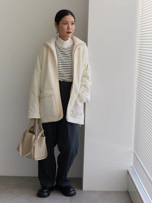 Samansa Mos2 blue「フリル衿ニットプルオーバー」|ニット・セーター|