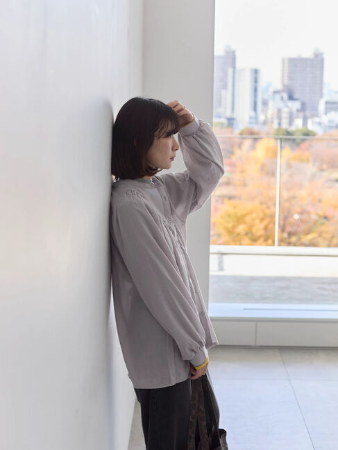 Samansa Mos2 blue「切替タックブラウス」|シャツ・ブラウス|