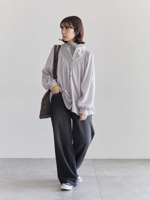 Samansa Mos2 blue「切替タックブラウス」|シャツ・ブラウス|