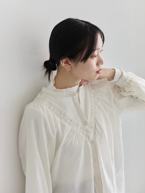 Samansa Mos2 blue「切替タックブラウス」|シャツ・ブラウス|