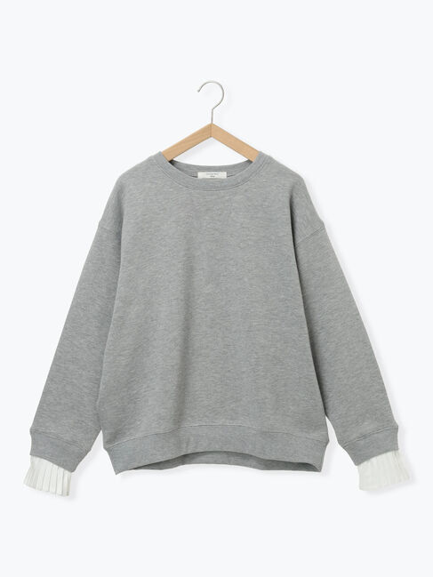 Samansa Mos2 blue「袖プリーツ裏起毛スウェット」|Tシャツ・カットソー|