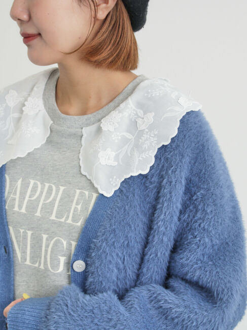 Samansa Mos2「無地・花柄シャギーVネックカーディガン」|カーディガン|