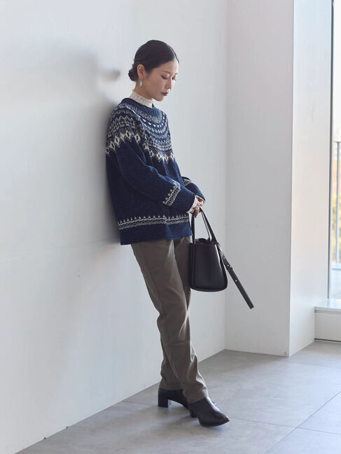 Samansa Mos2 blue「裏起毛ストレッチパンツ」|その他|