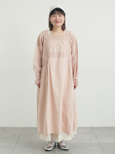 Samansa Mos2「ローズ柄レーススクエアネックワンピース」|ワンピース|