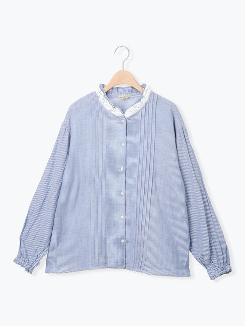 Samansa Mos2「襟フリルレース重ねブラウス」|シャツ・ブラウス|