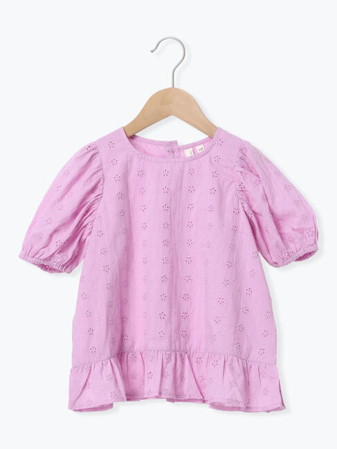 Samansa Mos2 Lagom「フラワー刺繍パフスリーブブラウス」|シャツ・ブラウス|パープル