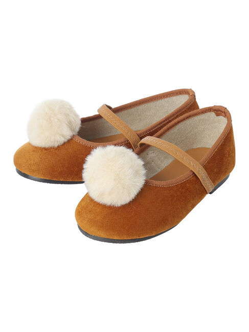 Samansa Mos2 Lagom「ポンポン付バレエシューズ」|ビジネス・ドレスシューズ|キャメル