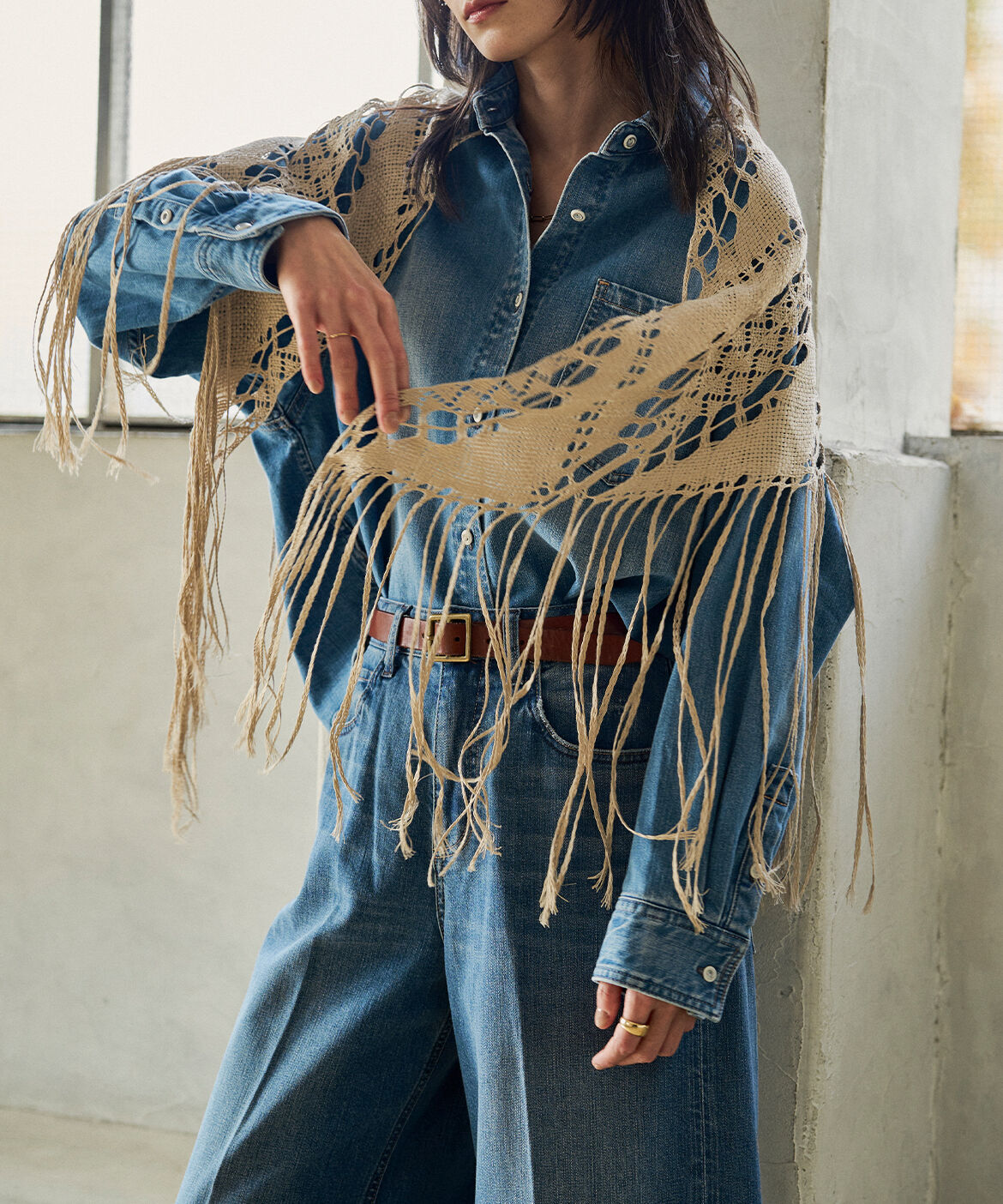 FAVORITE SUKINAMONO「フリンジレースストール《ASAUCE MELER》」|ストール|グレーベージ 3