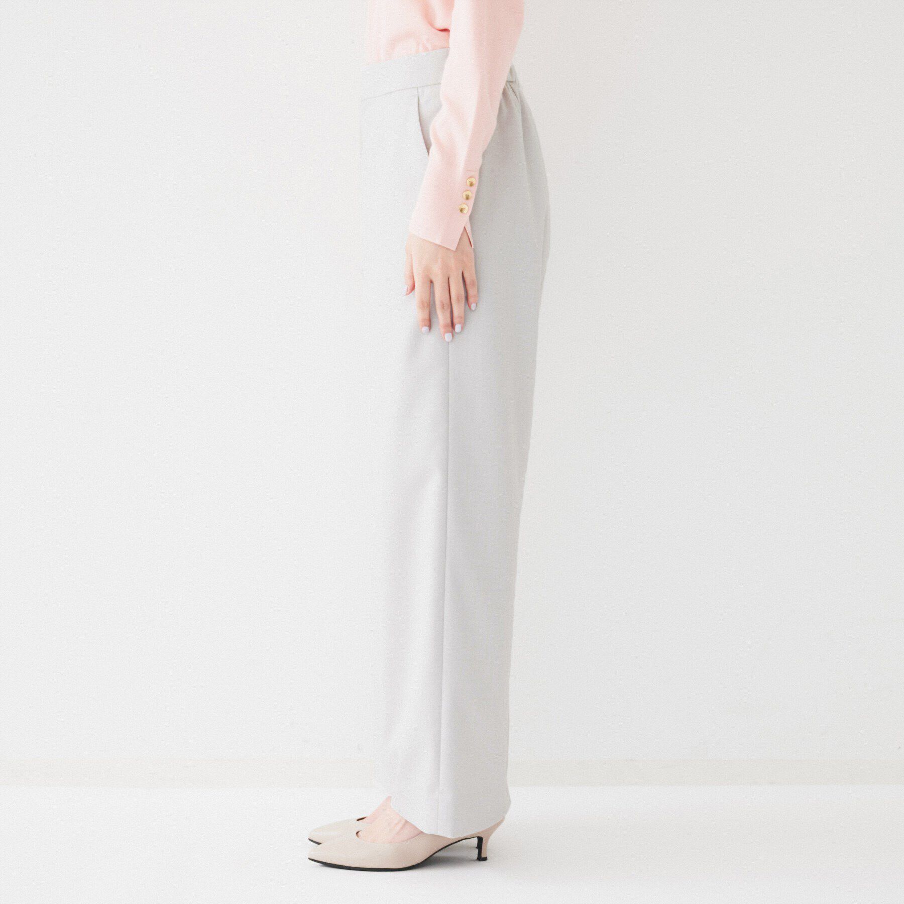 UNTITLED「【後ろウエストゴム/洗える】梳毛調ソフトワイドパンツ」|その他|