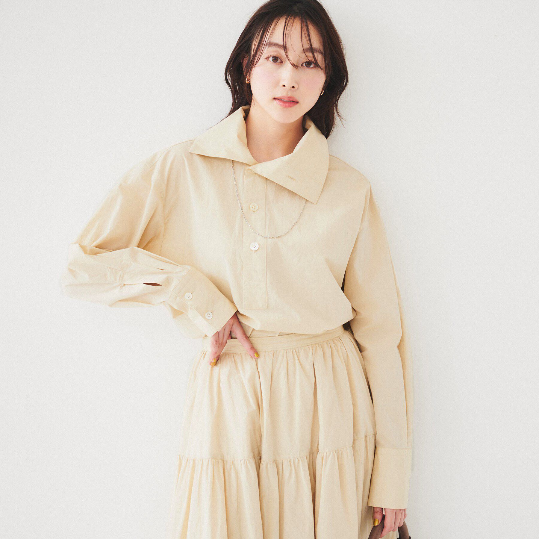 UNTITLED「【セットアップ可能/トレンド】ライトコットン プルオーバーシャツ」|シャツ・ブラウス|ライトベージュ(05