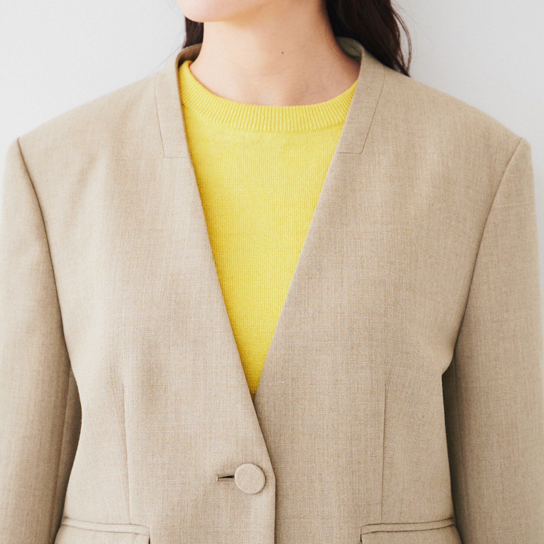 UNTITLED「【セットアップ可能】リネンライクキャンバス カラーレスジャケット」|ノーカラージャケット|