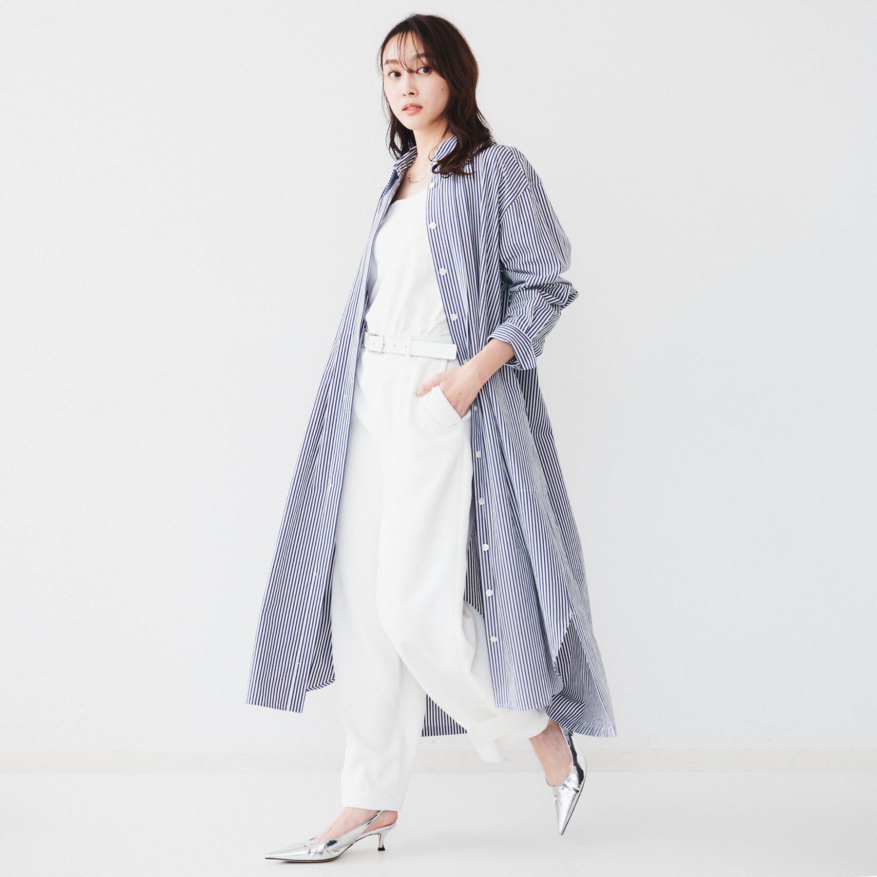 UNTITLED「タイプライターシャツワンピース」|ワンピース|ネイビー(394)