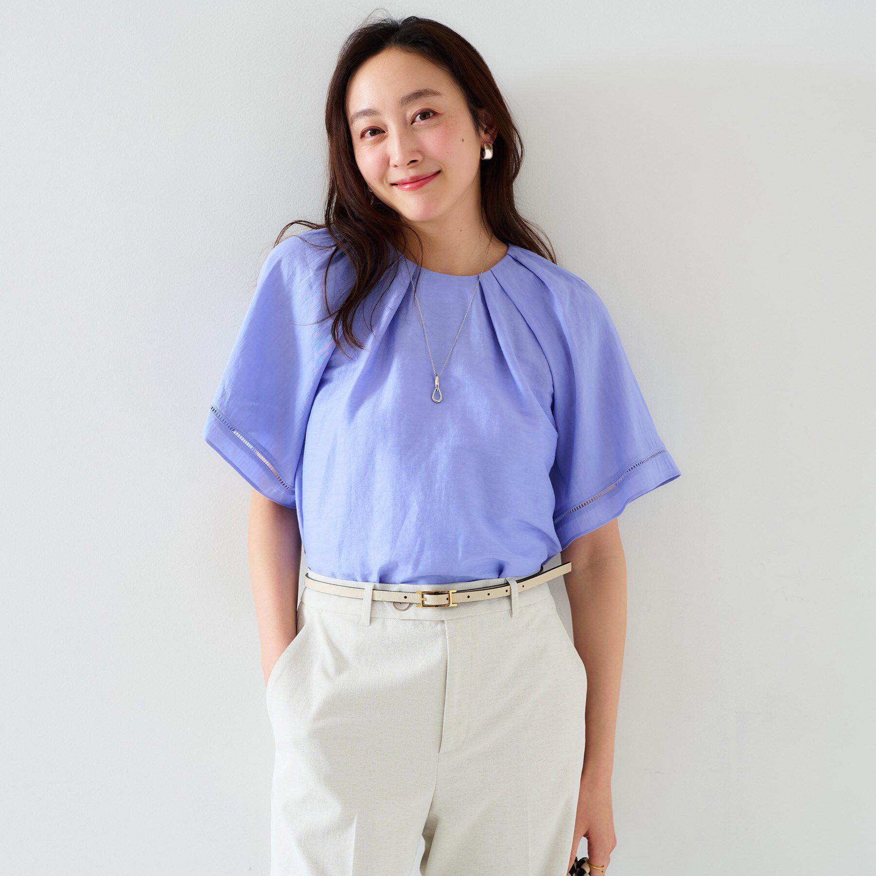 UNTITLED「【セットアップ可能】リネン混 タックブラウス」|シャツ・ブラウス|