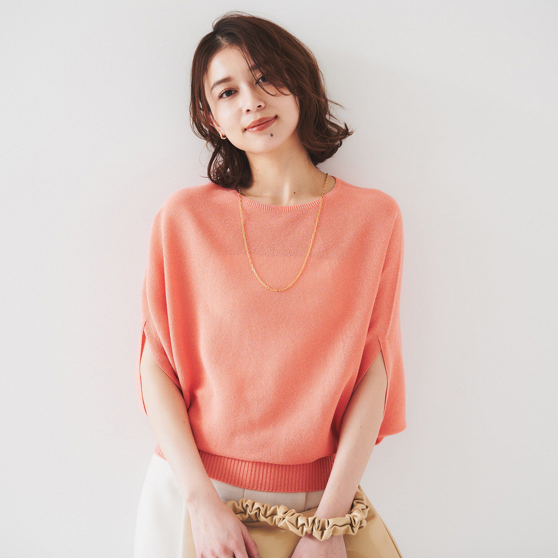 UNTITLED「【体型カバー/清涼感】ドルマンスリーブ プルオーバーニット」|ニット・セーター|