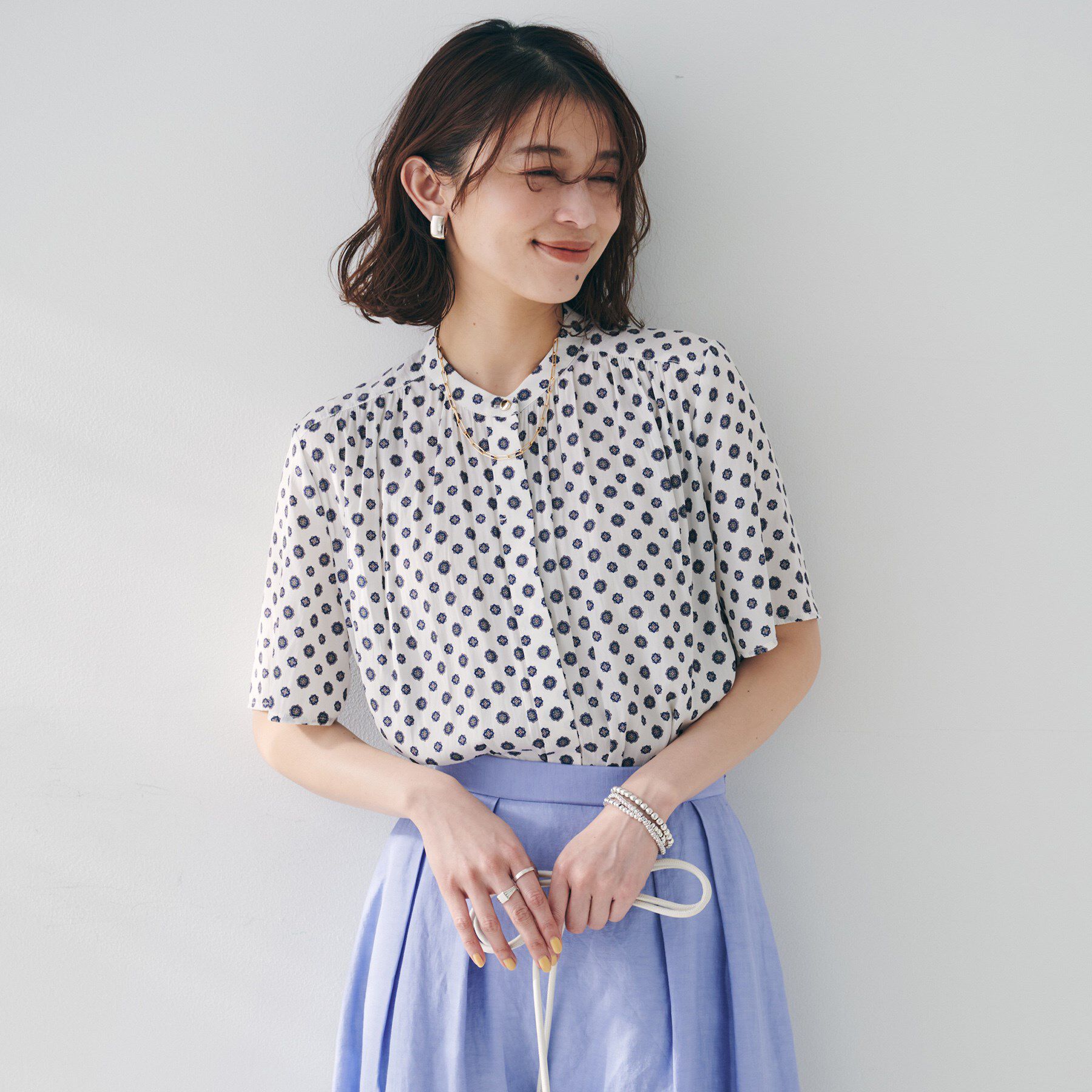 UNTITLED「【セットアップ可能/オンオフ】小紋柄ブラウス」|シャツ・ブラウス|ホワイト(101)