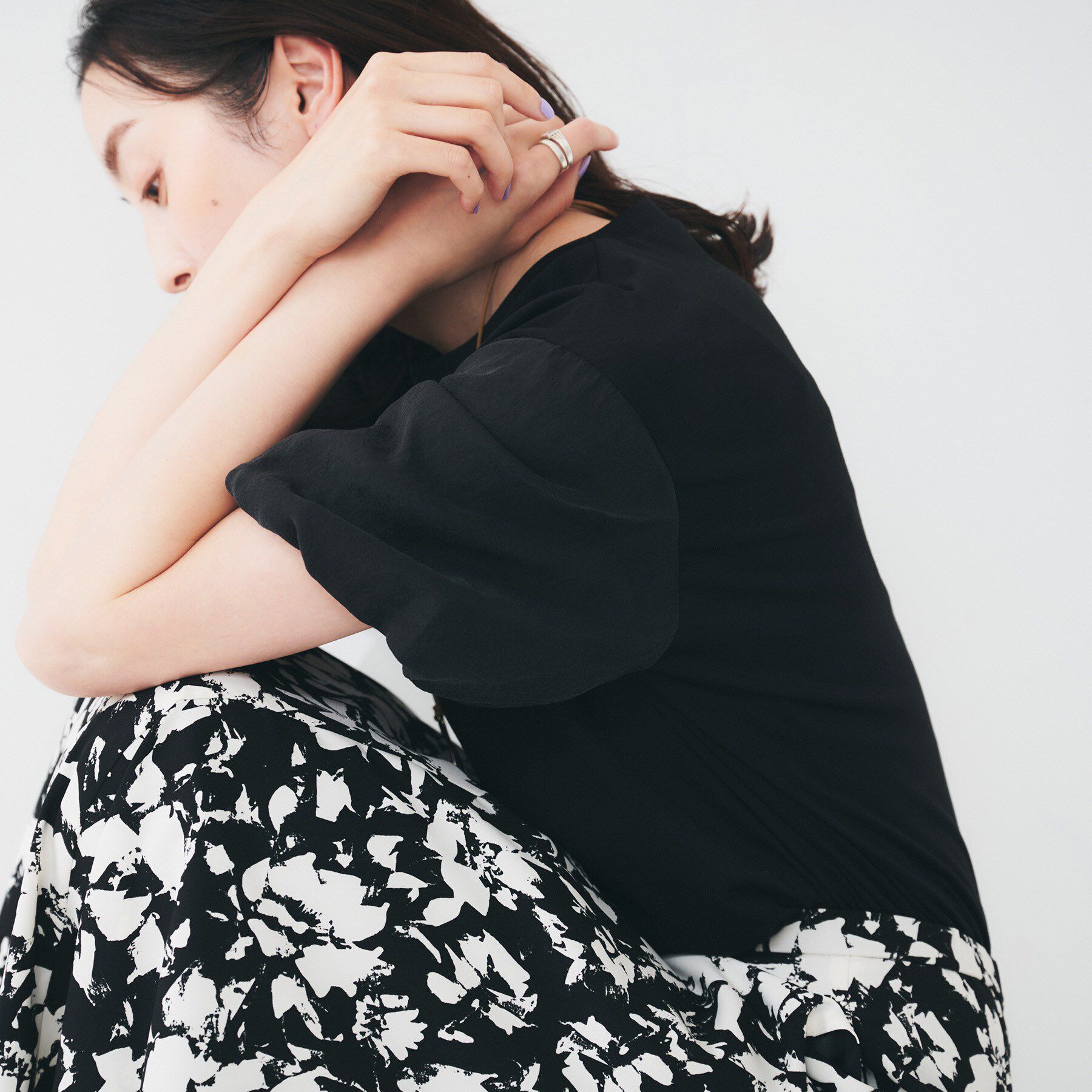 UNTITLED「【二の腕カバー/洗える】袖シアーバルーンプルオーバー」|Tシャツ・カットソー|