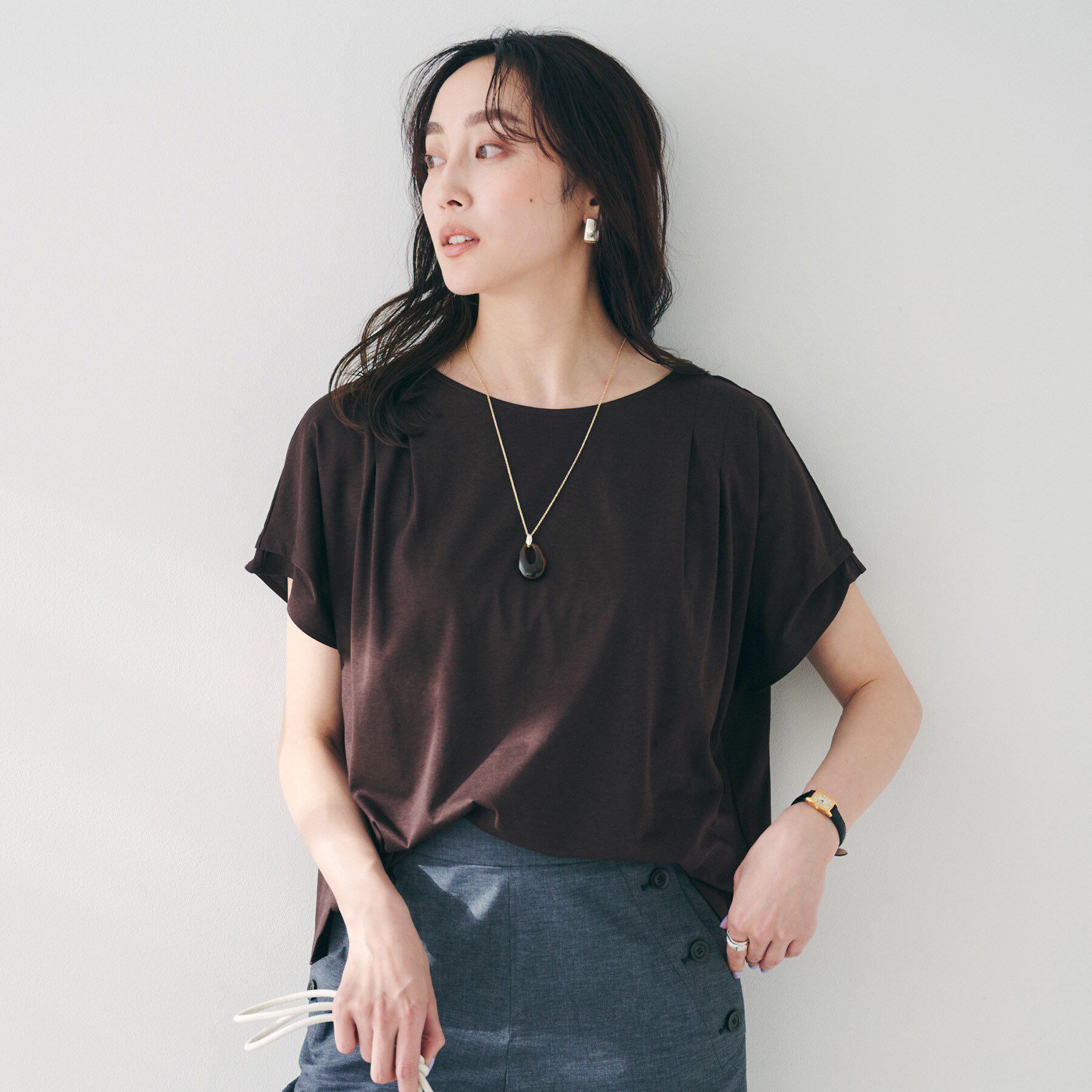 UNTITLED「【洗える】タック入りフレンチスリーブプルオーバー」|Tシャツ・カットソー|