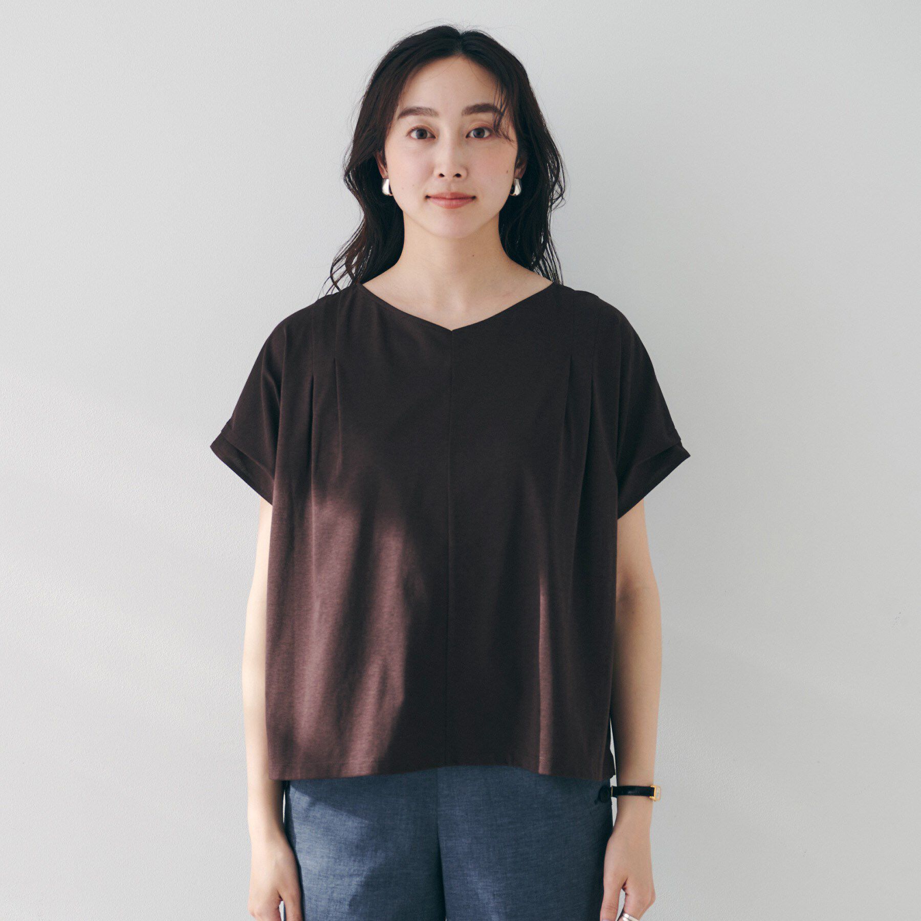 UNTITLED「【洗える】タック入りフレンチスリーブプルオーバー」|Tシャツ・カットソー|