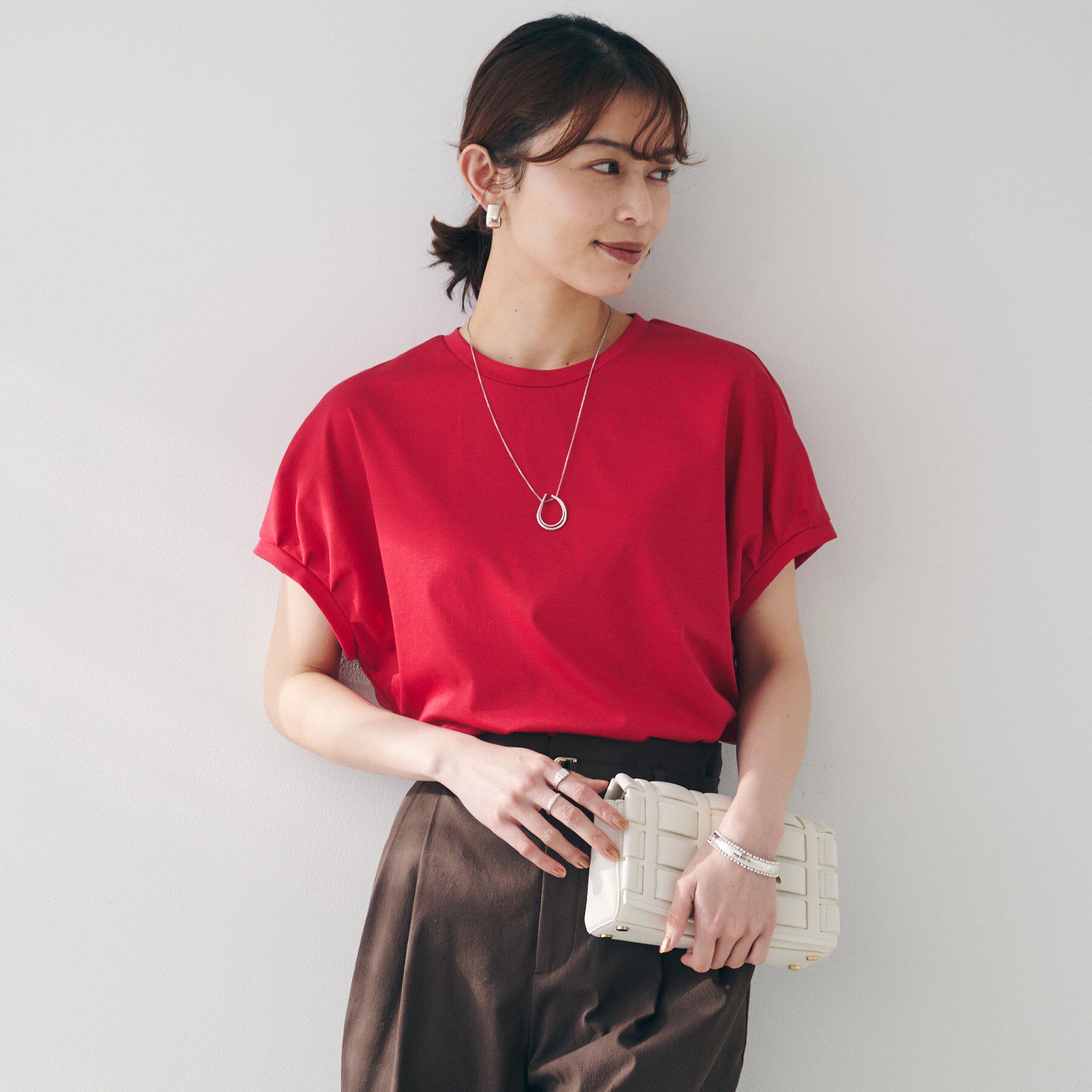 UNTITLED「【体型カバー/洗える】スリーブミニタックプルオーバー」|Tシャツ・カットソー|