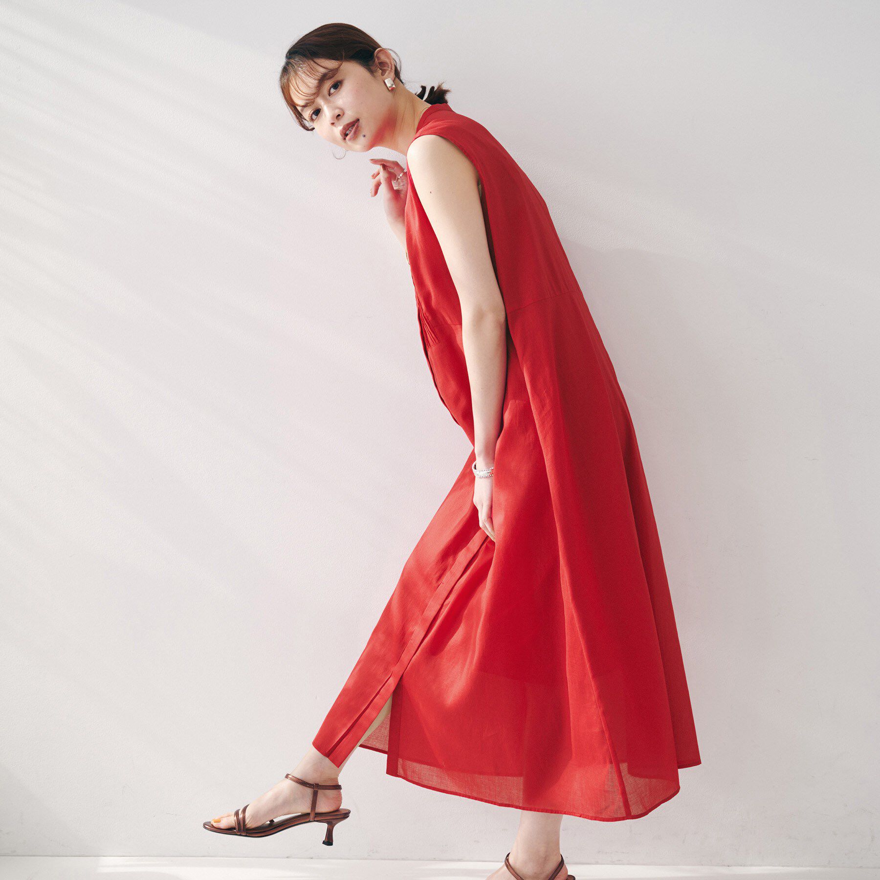 UNTITLED「【シアー/前開き/夏ワンピ】コットンピンタックワンピース」|ワンピース|