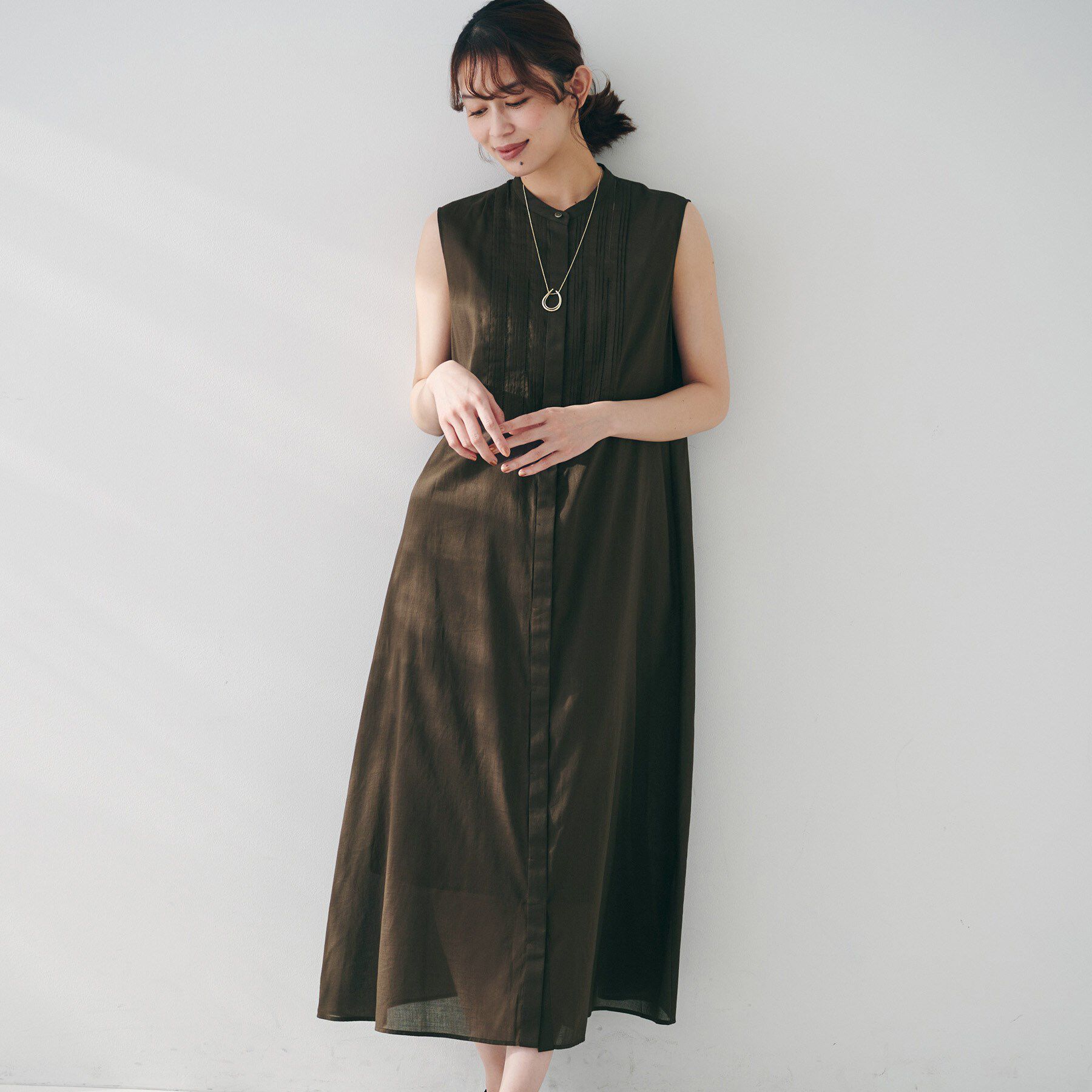 UNTITLED「【シアー/前開き/夏ワンピ】コットンピンタックワンピース」|ワンピース|